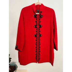 Lauren Michelle Sweater Coat Cardigan Tunic-style Red Size M